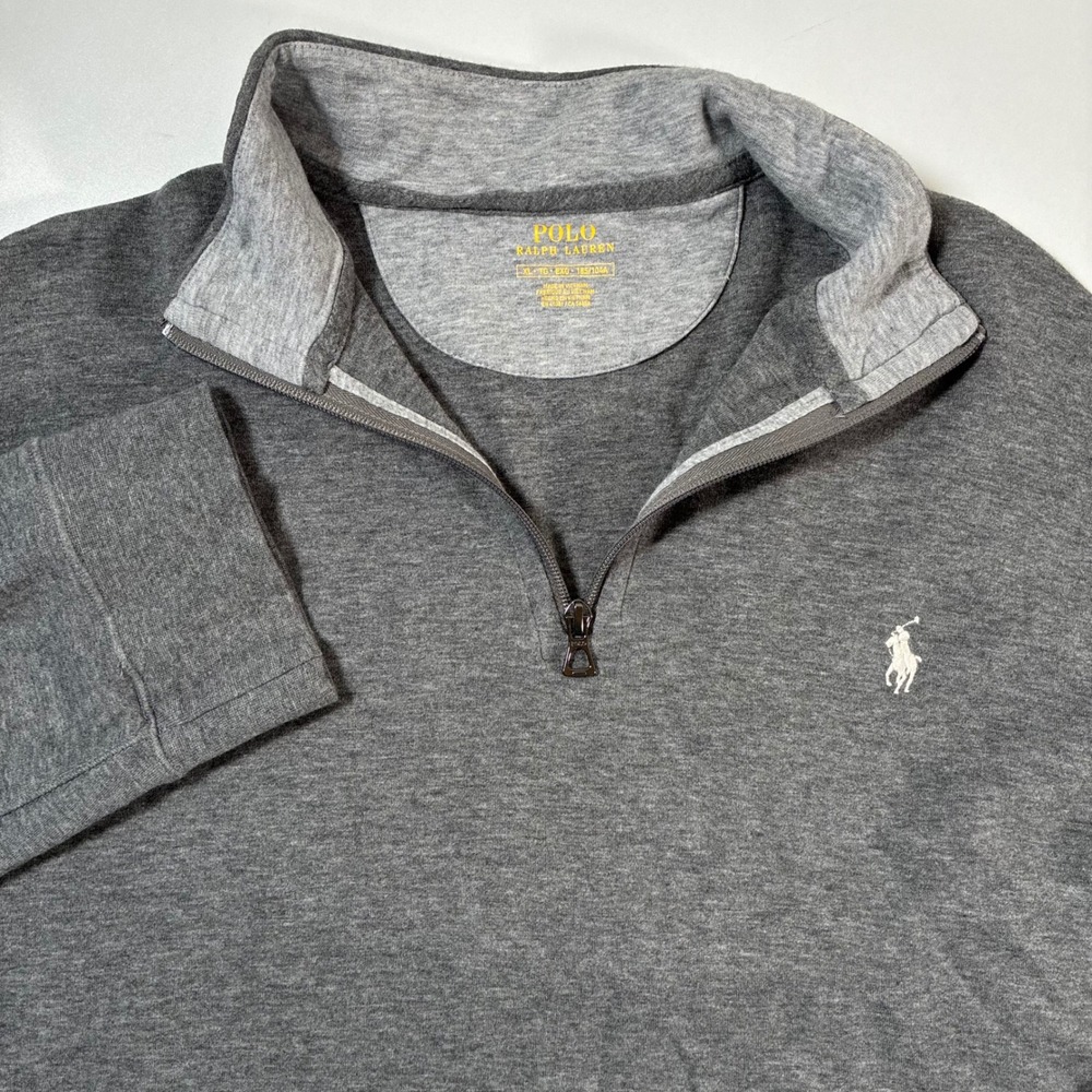 Polo Ralph Lauren Quarter 1/4 Zip XL Gray Lightweight Long Sleeve Pullover Pony